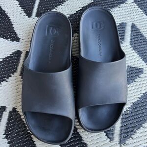 Dolce & Gabbana Black Rubber Slides Sandals Beachwear Mens 41
